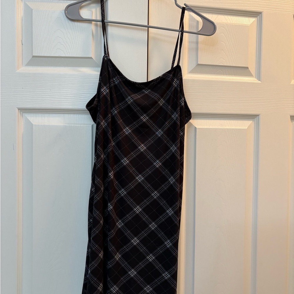 Black and White Plaid Slip Dress